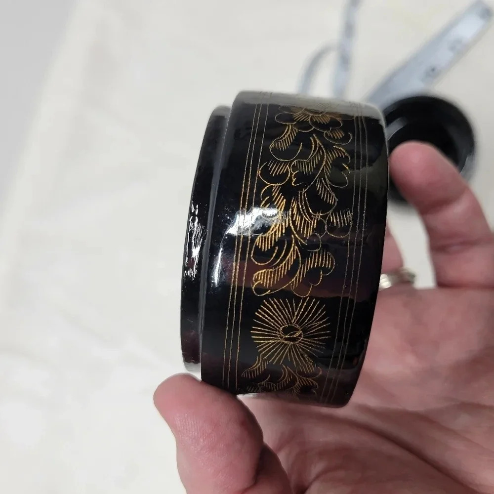 SOLD                  Hand-Painted Ornate Jewelry Wood Paper Mache Trinket Box - - Picture 12 of 16